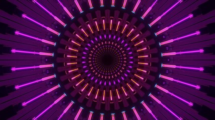 Canvas Print - 3D rendering abstract futuristic background with purple, pink and orange neon lights