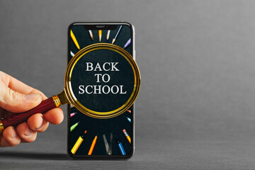 cellphone phone on the gray backgrounds for advertisement  back to school