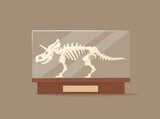 Fototapeta Dinusie - Triceratops in glass showcase cartoon vector illustration