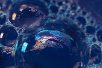 Aufkleber - Beautiful abstract blue bubbles background pattern texture for design . Macro view.