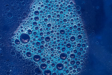 Aufkleber - Beautiful abstract blue bubbles background pattern texture for design . Macro view.