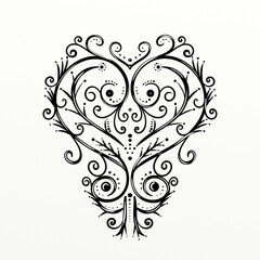 Wall Mural - symmetrical decorated heart for fun prints