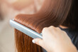 © Parilov - Concept straighten spa. Keratin recovery hair and protein treatment pile with professional ultrasonic iron tool