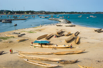 Wall Mural - It's Boat on the coast of Elmira in Ghana