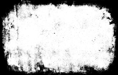 Black frame on white background. Burnt paper edges texture. Scary old worn template.