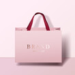 Shopping bag mockup. pink blank paper bags. shopping product package for corporate brand template.