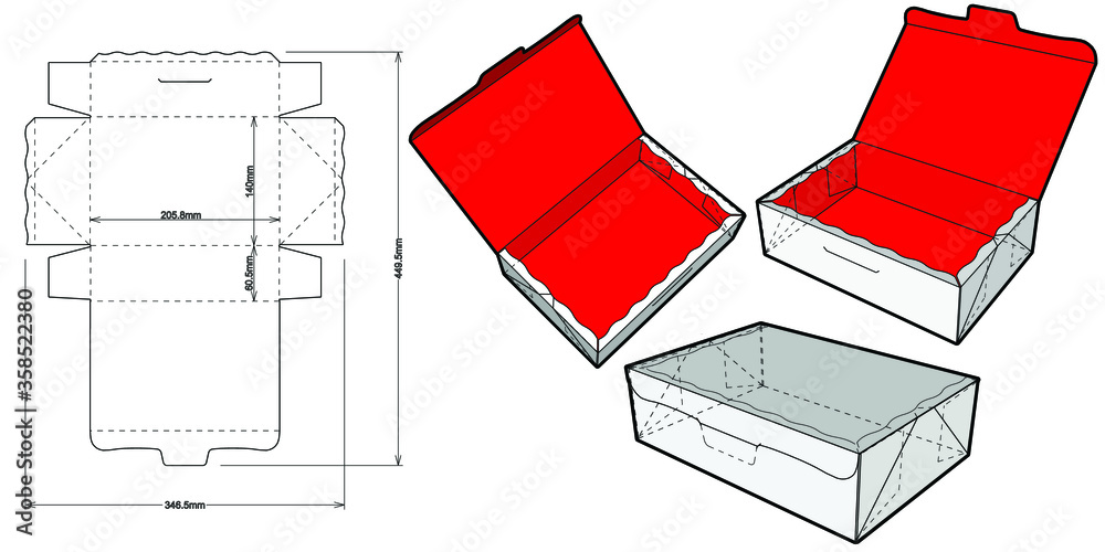 Cake Box (Internal measurement 20.5x14x6cm) and Die-cut Pattern. The ...
