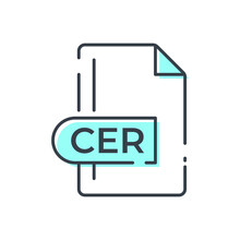 CER File Format Icon. CER Extension Line Icon.