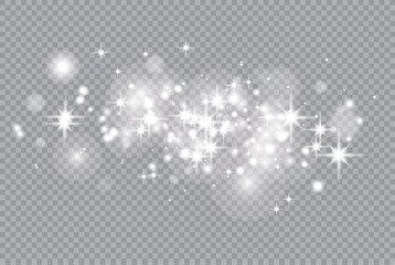 Poster - Gold light glow effect stars bursts with sparkles isolated on transparent background