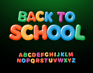 Wall Mural - Back to school letters and numbers set. Kids education style alphabet. Font for events, promotions, logos, banner, monogram and poster. Vector typography design.