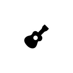 Canvas Print - Guitar Icon in black flat glyph, filled style isolated on white background