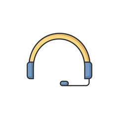 Sticker - Headset RGB color icon. Headphones for operator. Online customer support service. Helpline to assist client. Call hot line for help. Earphones with microphone. Isolated vector illustration