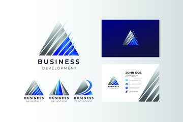 Wall Mural - logo triangle business development with business card