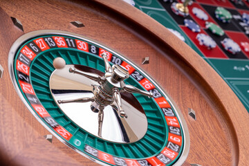 Roulette table close up at the Casino