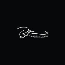 BT Initials Signature Logo. Handwriting Logo Vector Templates. Hand Drawn Calligraphy Lettering Vector Illustration.