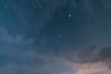 Wall Mural - Beautiful long exposure  evening sky with clouds after rain.  Nature background.