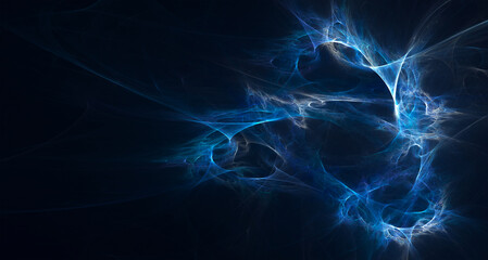 Abstract chaotic pattern on a dark blue background