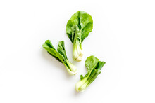 Bok Choy Harvest On White Background Top-down