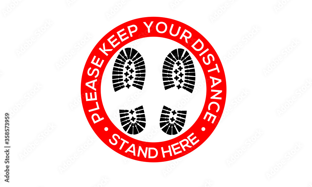 Please keep your distance Stand here floor stamp Social distancing ...