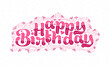 © NetArt - Happy Birthday beautiful lettering design with dots, lines, and leaves.