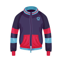 Sportive Zippered Track Jacket With Long Sleeves Vector Illustration