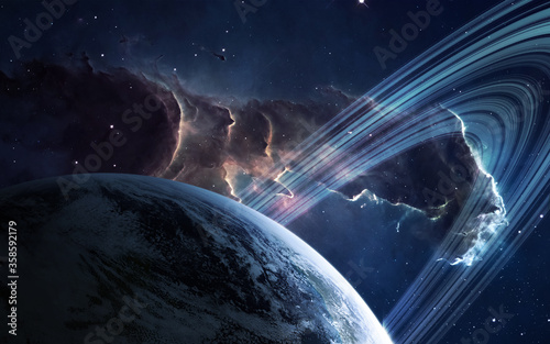 Fotomural Universe scene with planets, stars and galaxies
