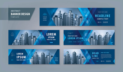 Wall Mural - abstract banner design web template set, horizontal header web banner
