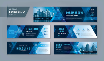 abstract banner design web template set, horizontal header web banner