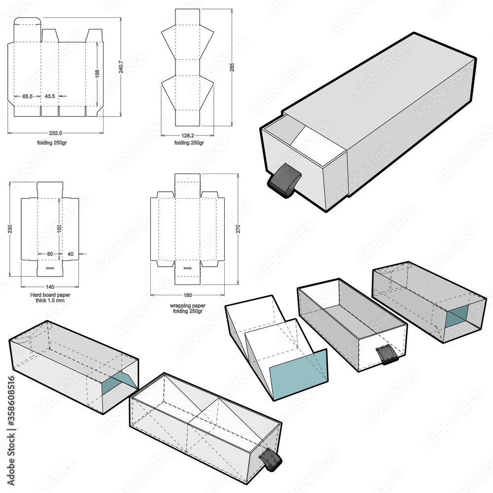 Rigid Box hard board paper and Die-cut Pattern. The .eps file is full ...