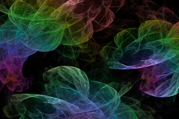 Wall Mural - abstract neon fractal pattern in the form of smoke on a dark background and is suitable for use in p