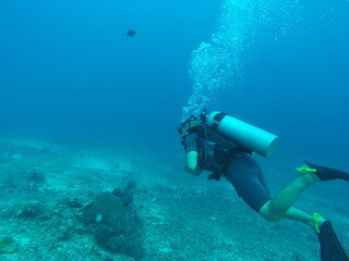 Poster - Plongeur sous marin aux îles Gili, Indonésie	