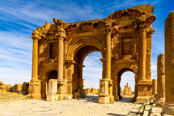 Wall Mural - Timgad, a Roman-Berber city in the Aures Mountains of Algeria. (Colonia Marciana Ulpia Traiana Thamugadi). UNESCO World Heritage Site