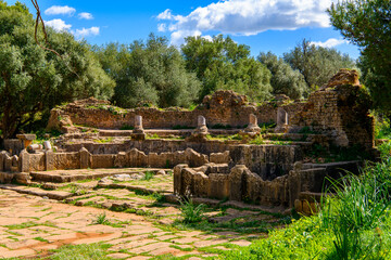 Wall Mural - Amphitheater of Tipasa, a colonia in Roman province Mauretania Caesariensis, nowadays Algeria. UNESCO World Heritage Site