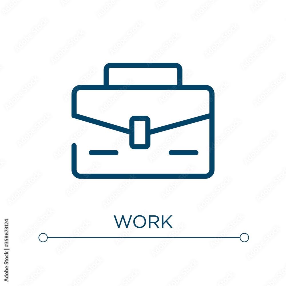 Traceable Work Icon Work icon. Linear vector illustration. Outline work icon vector. Thin ...