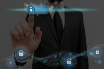 Poster - graphics padlock for web data information security application system