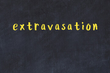 Wall Mural - College chalk desk with the word extravasation written on in