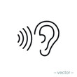 ear icon, hearing linear sign isolated on white background - editable vector illustration eps10