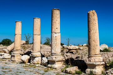 it's roman colums of the ancient city of gadara, modern jordan