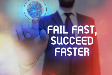 Poster - Word writing text Fail Fast, Succeed Faster. Business photo showcasing failed attempt increases an eventual success Elements of this image furnished by NASA
