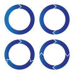 Poster - Vector circular cycle of arrows. Blue chart or recycling icon. The design form of the reuse process. Graphic symbol of cyclic connection. Stock Photo.