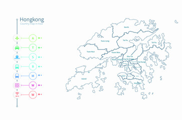  hongkong map. asia country map vector.