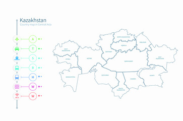  kazakhstan map. asia country map vector.