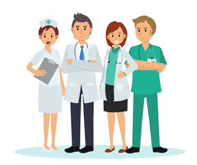 Wall Mural - Vector illustration cartoon character of Medical Team and staff ,Doctor Nurse