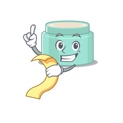 Sticker - Lipbalm mascot character style with a menu on his hand