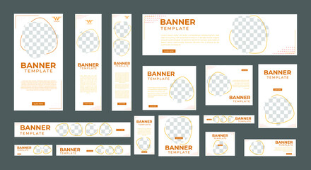 set of creative web banners of standard size with a place for photos. Vertical, horizontal and square template. vector illustration