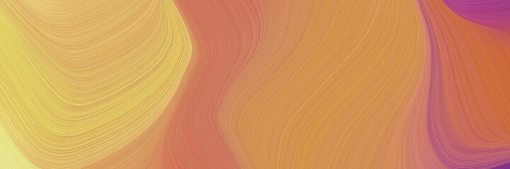Poster - abstract colorful horizontal header with peru, sandy brown and khaki colors. fluid curved lines with dynamic flowing waves and curves for poster or canvas