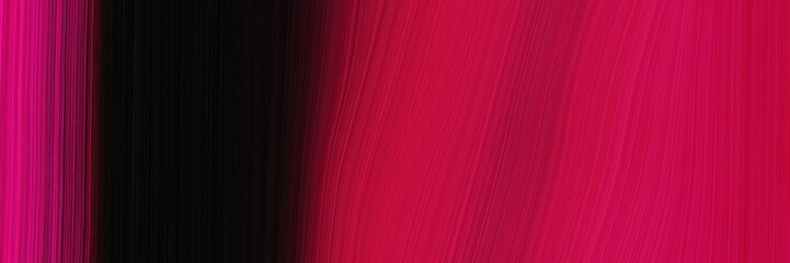 Poster - abstract flowing horizontal banner with crimson, black and dark pink colors. fluid curved flowing waves and curves for poster or canvas