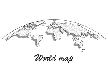 world map paper. political map of the world on a gray background.