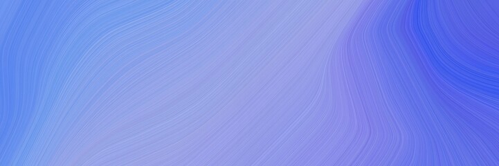 Poster - abstract decorative designed horizontal header with light pastel purple, royal blue and corn flower blue colors. fluid curved flowing waves and curves for poster or canvas