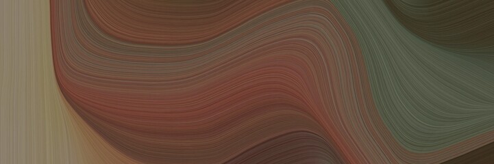 Aufkleber - abstract dynamic horizontal banner with old mauve, pastel brown and very dark green colors. fluid curved lines with dynamic flowing waves and curves for poster or canvas